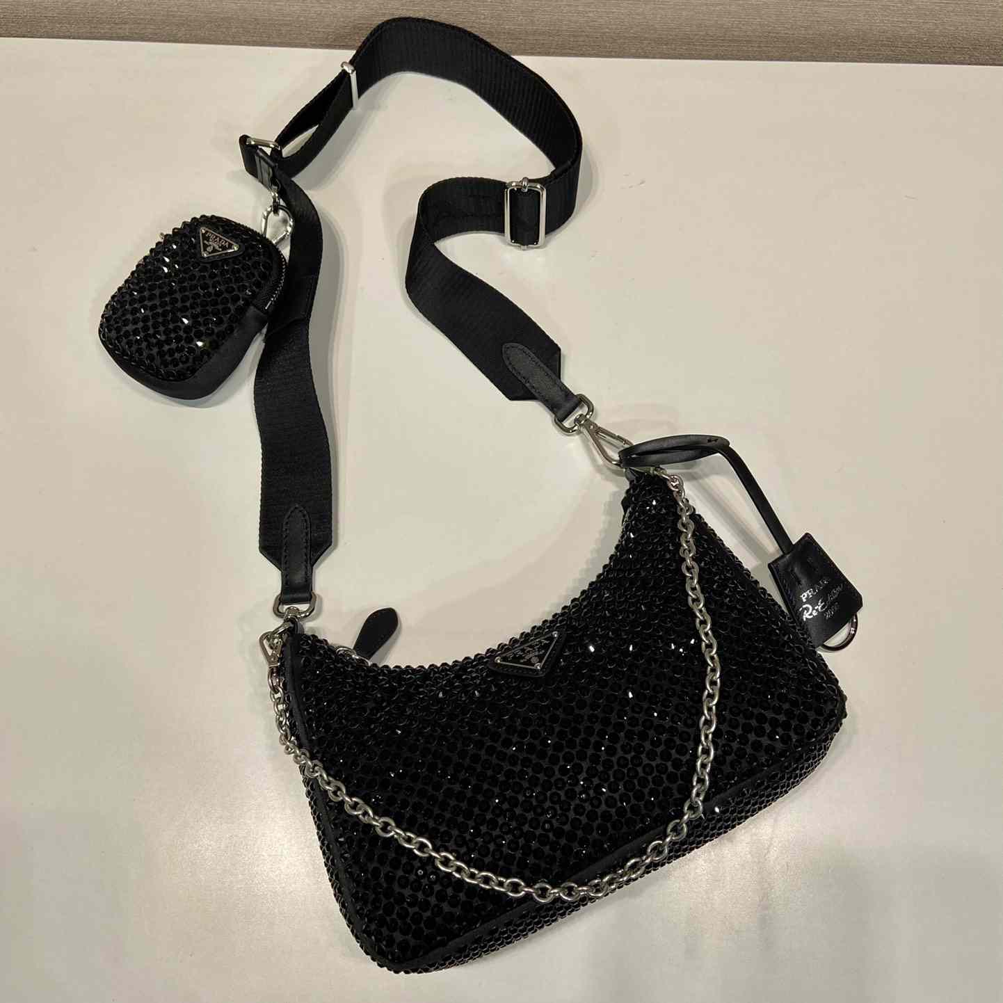 Prada Re-Edition 2005 Satin Bag With Crystals - 