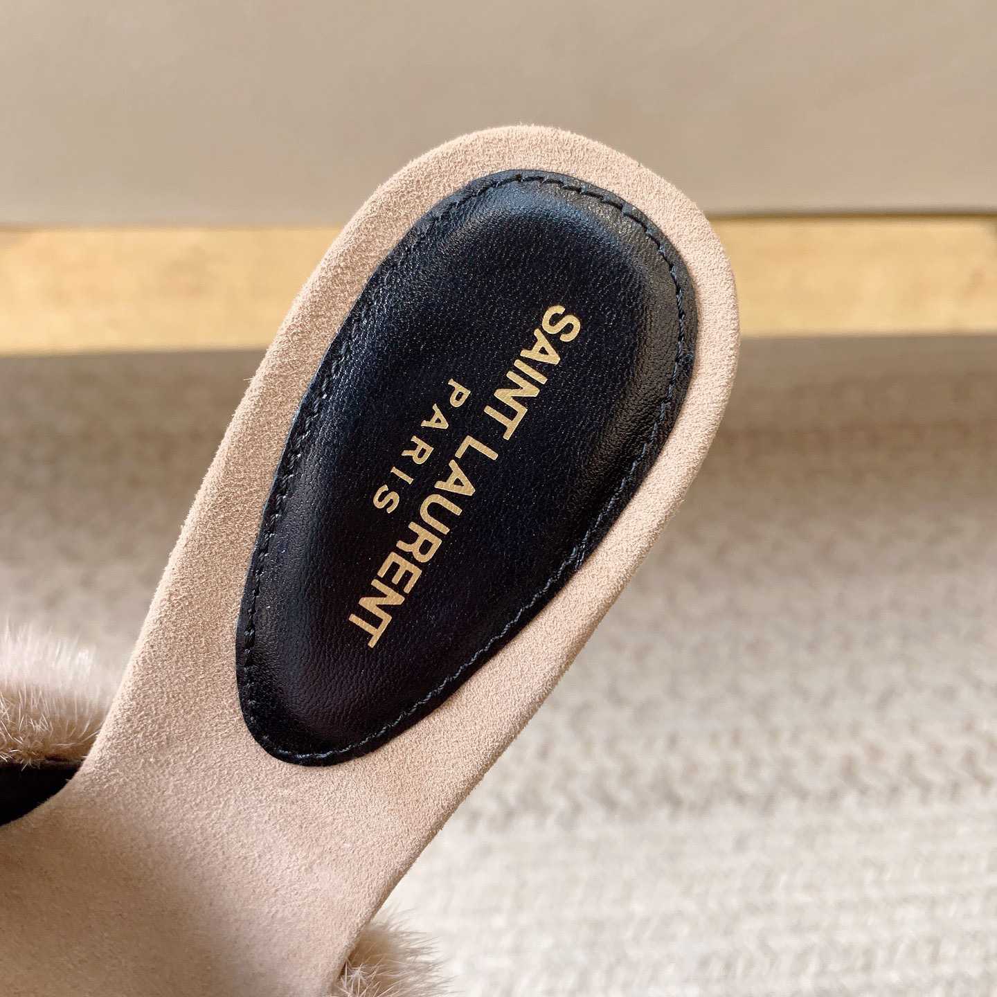 Saint Laurent LA 16 Mules In Animal-Free Fur And Suede  - 