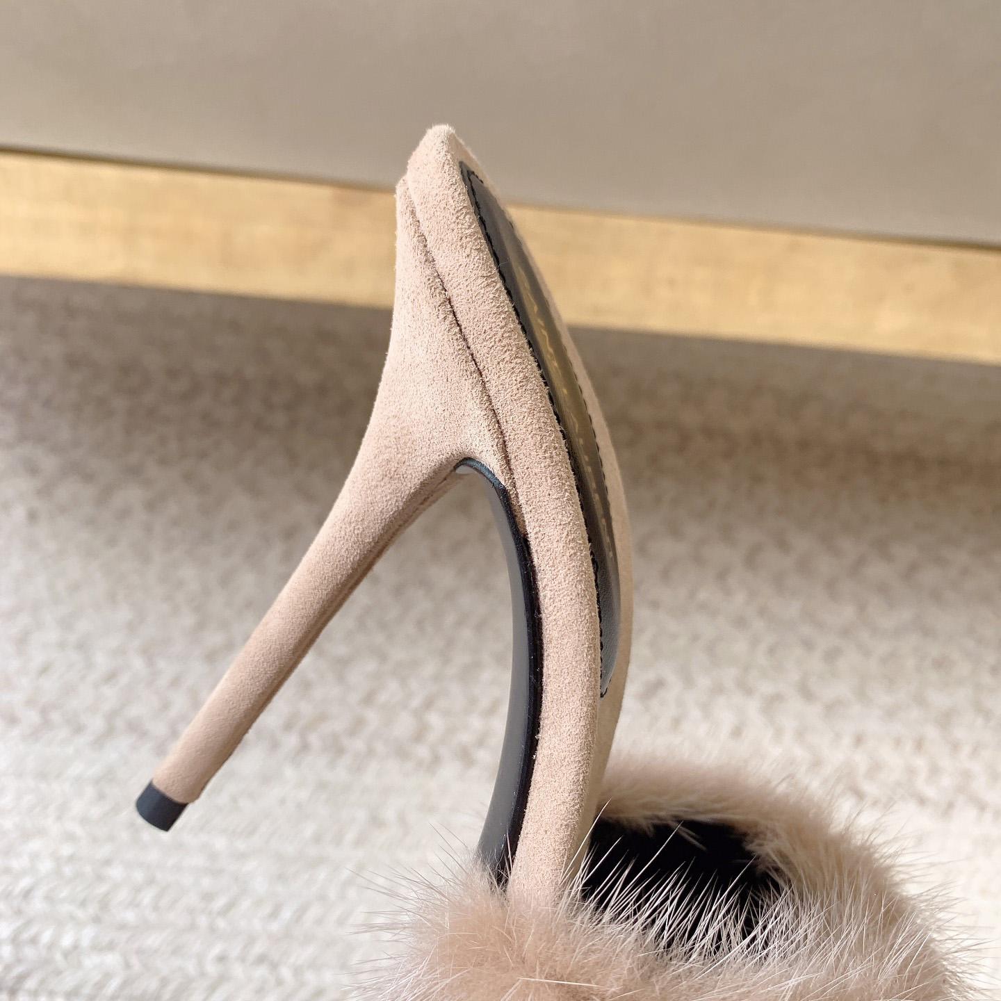 Saint Laurent LA 16 Mules In Animal-Free Fur And Suede  - 
