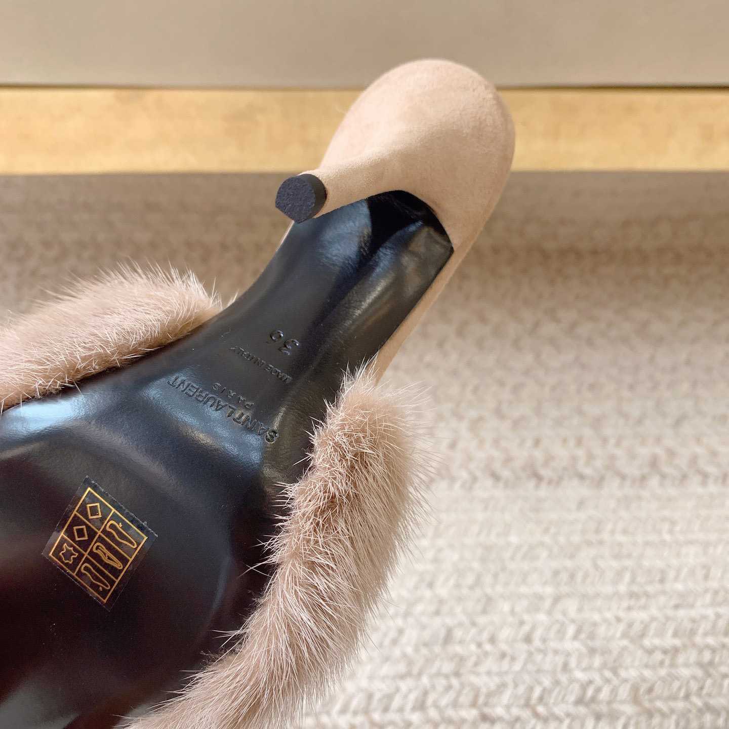 Saint Laurent LA 16 Mules In Animal-Free Fur And Suede  - 