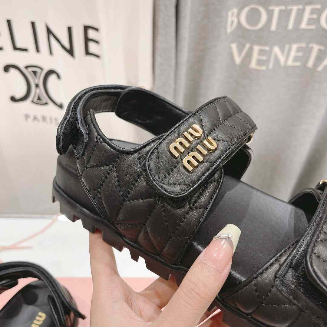 Miu Miu Sporty Matelassé Nappa Leather Sandals - 
