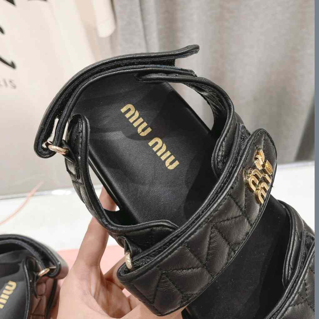 Miu Miu Sporty Matelassé Nappa Leather Sandals - 