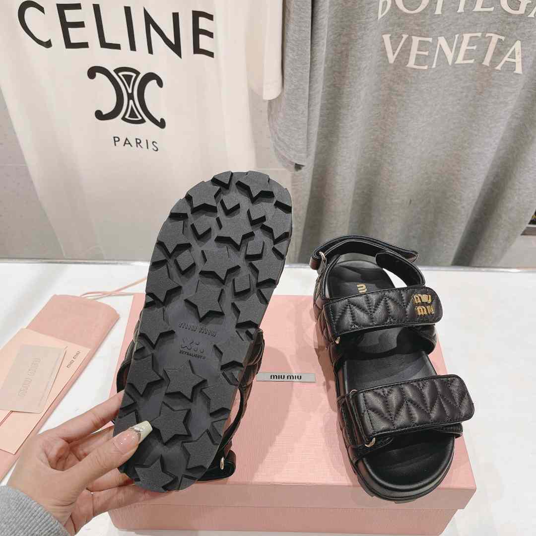 Miu Miu Sporty Matelassé Nappa Leather Sandals - 