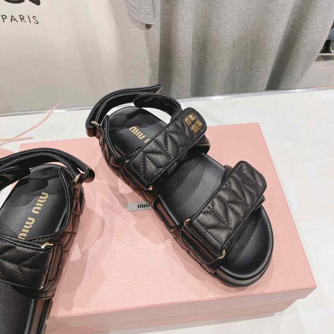 Miu Miu Sporty Matelassé Nappa Leather Sandals - 