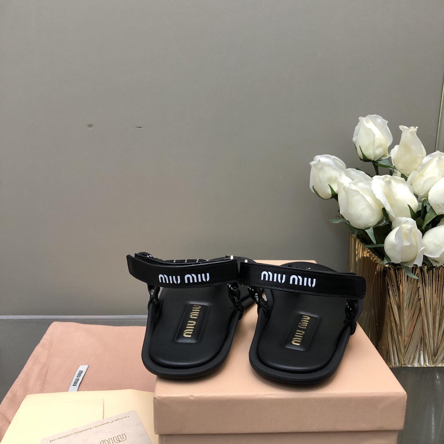 Miu Miu Riviere Cord And Leather Sandals - 