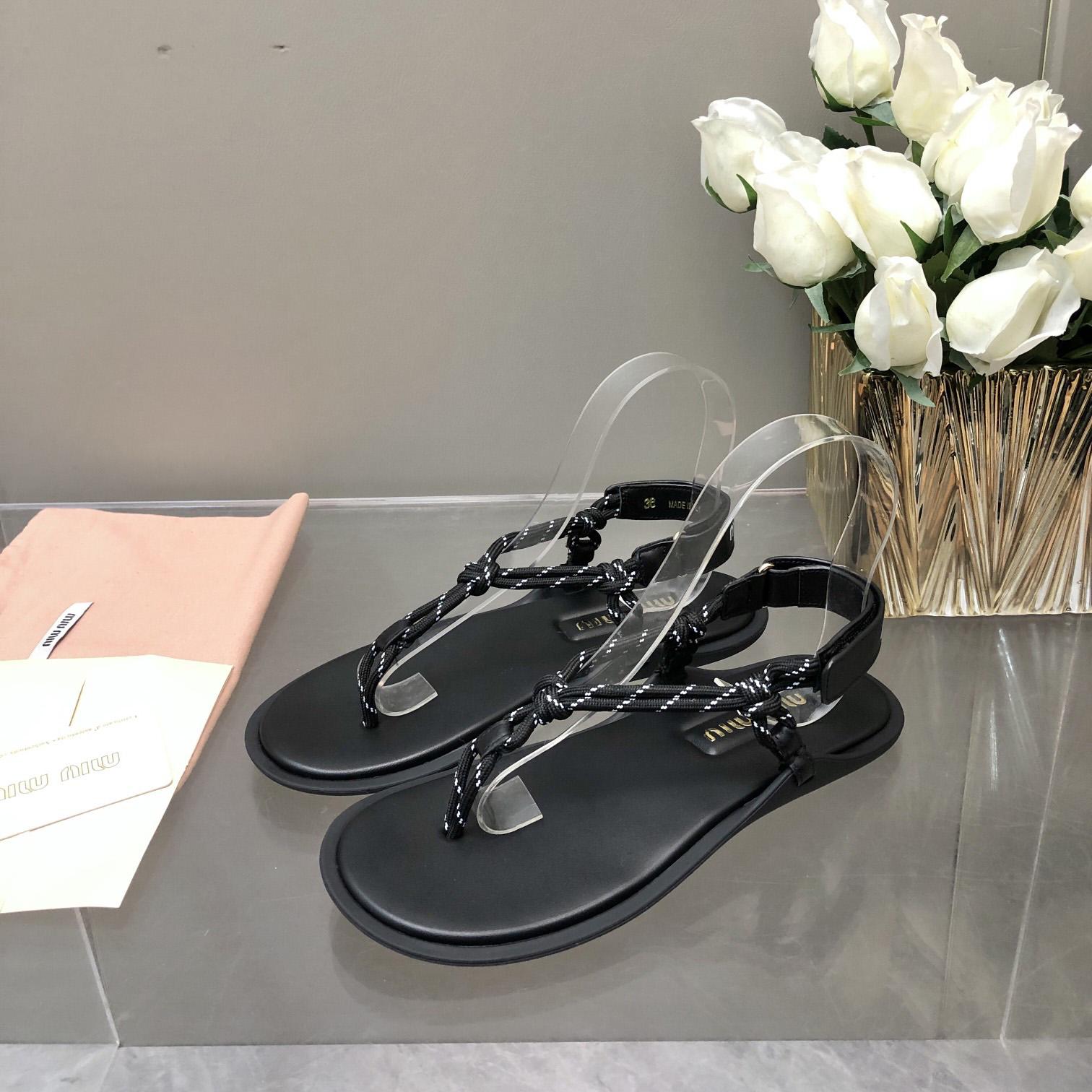 Miu Miu Riviere Cord And Leather Sandals - 