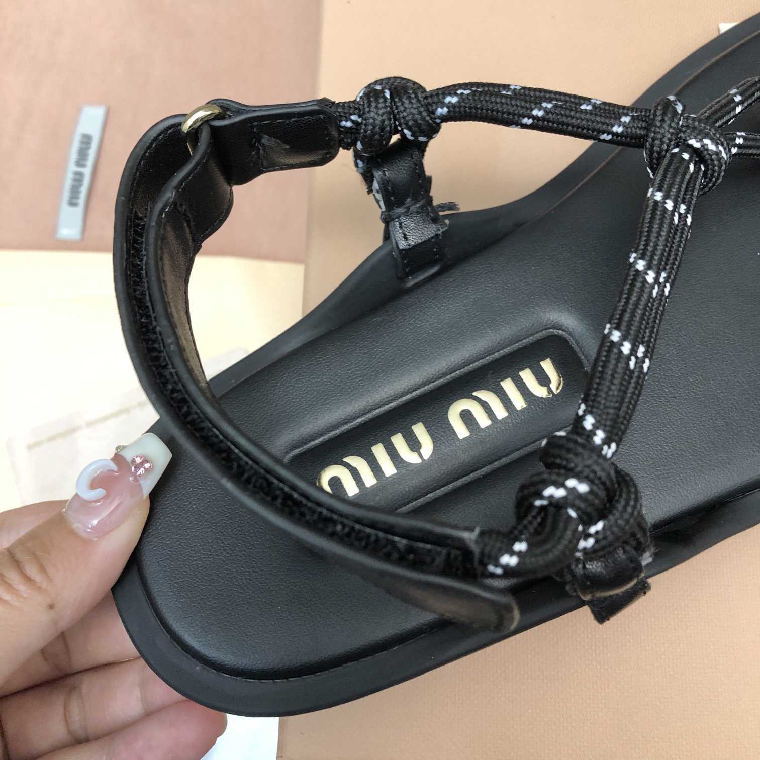 Miu Miu Riviere Cord And Leather Sandals - 