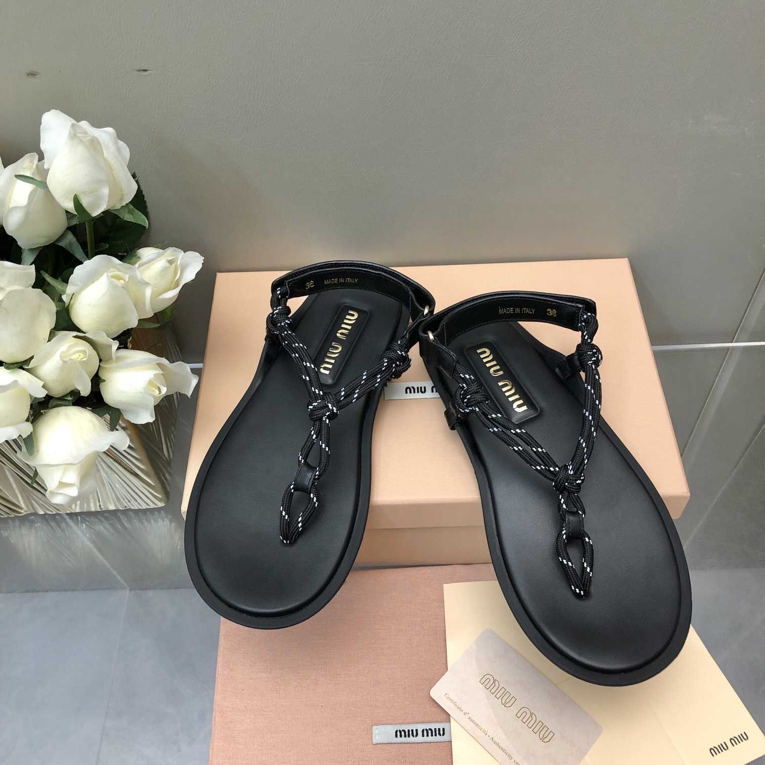 Miu Miu Riviere Cord And Leather Sandals - 