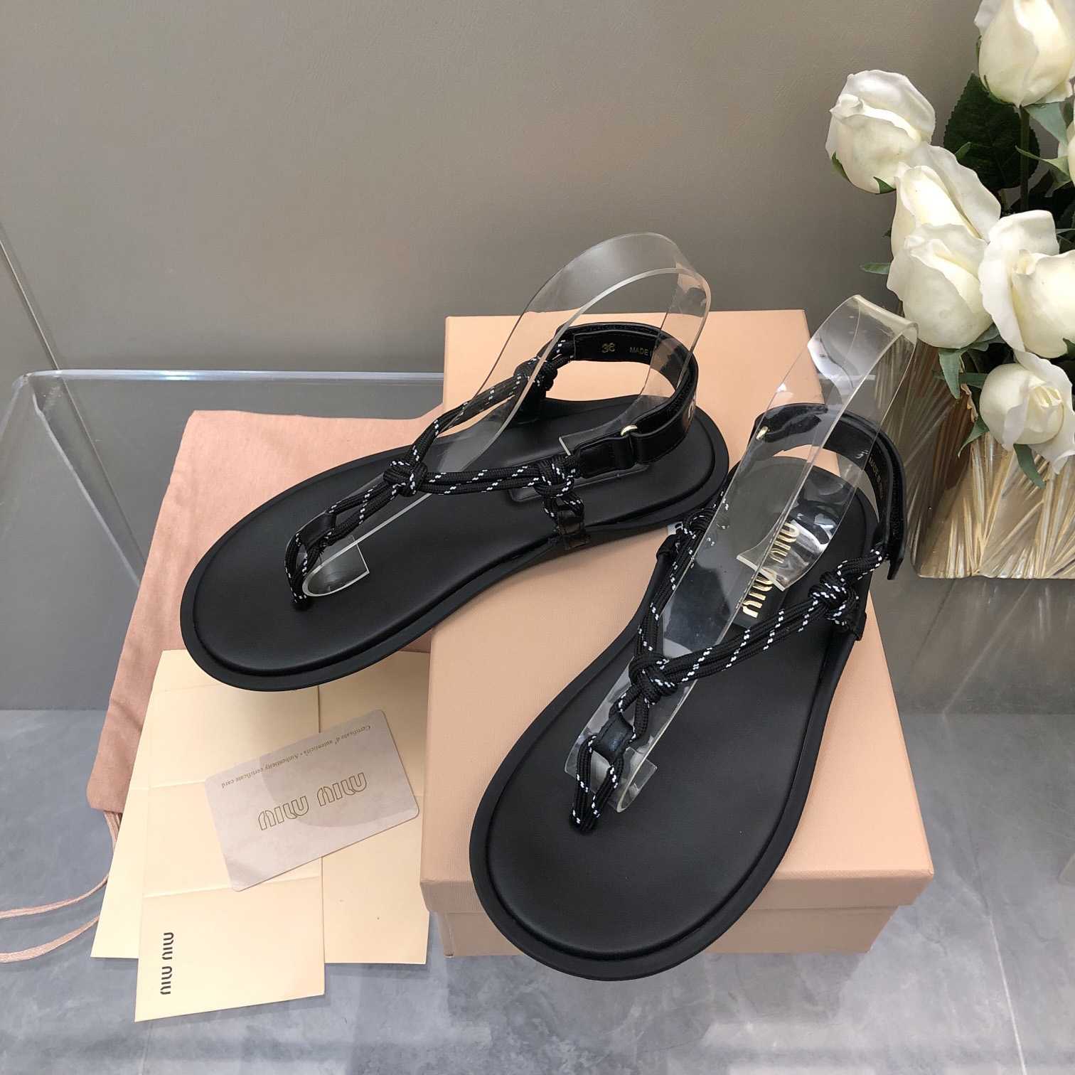 Miu Miu Riviere Cord And Leather Sandals - 