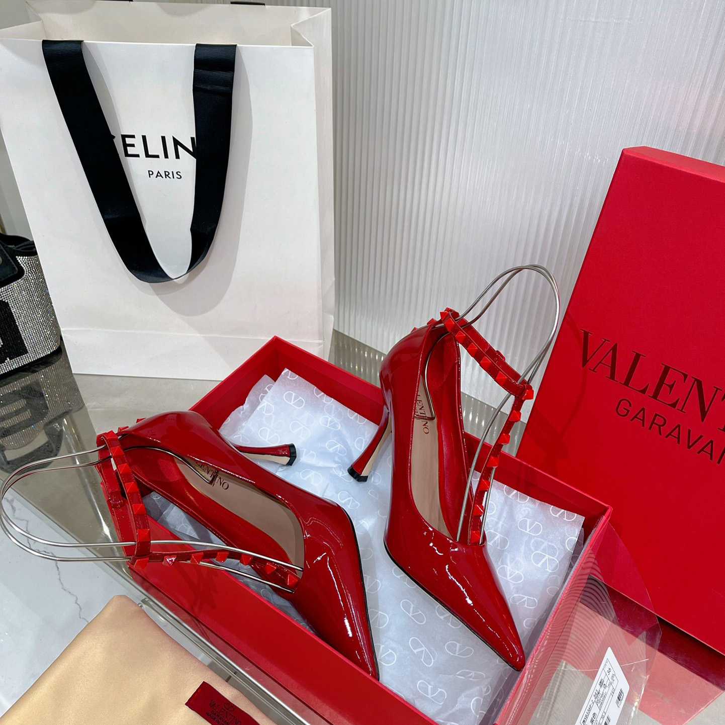 Valenti Rockstud Patent Leather Pumps With Matching Studs 100mm - 