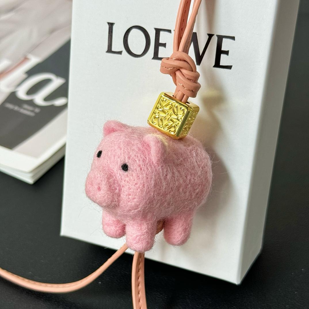 Loewe Pig Charm In Felt - 
