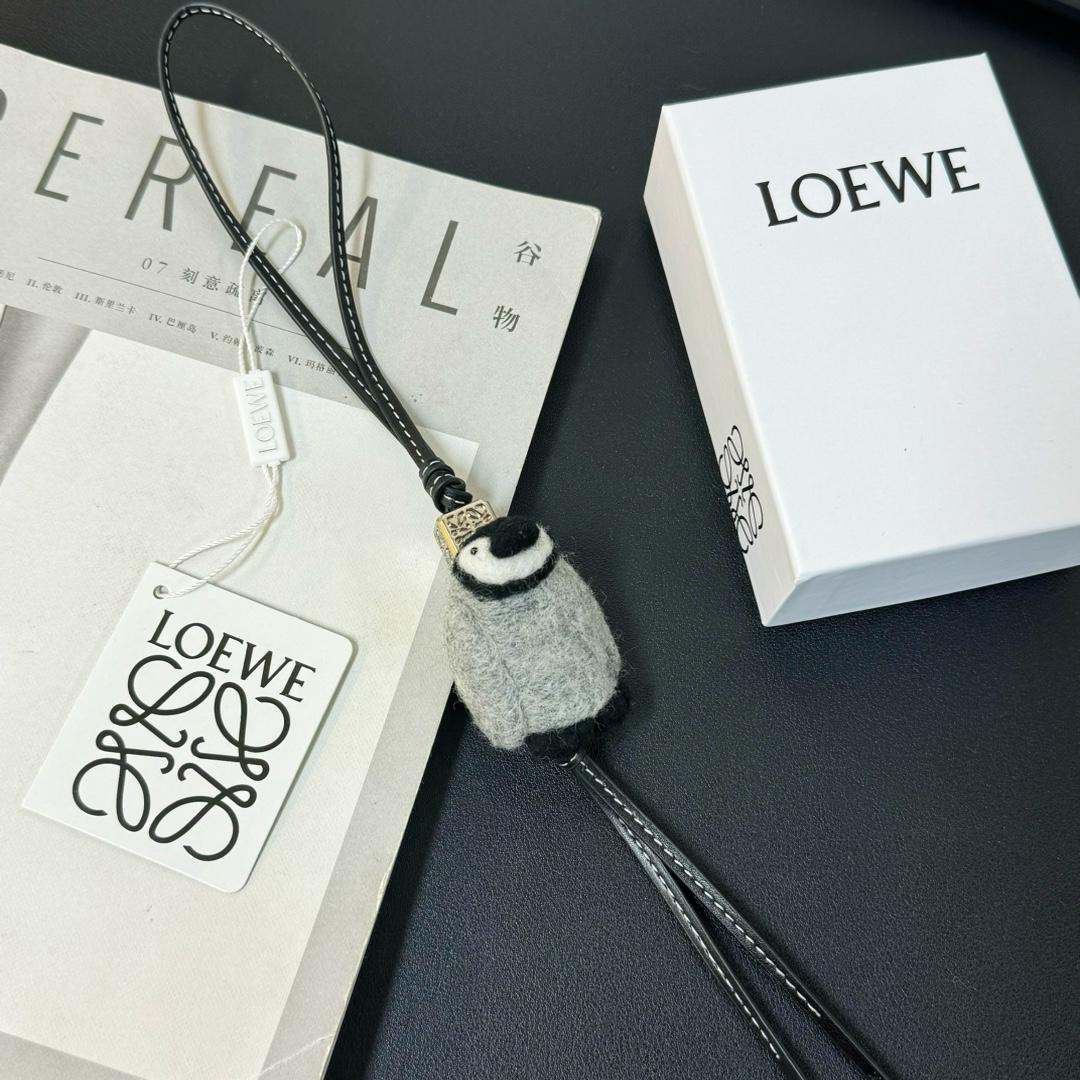 Loewe Baby Penguin Charm In Felt And Calfskin - 