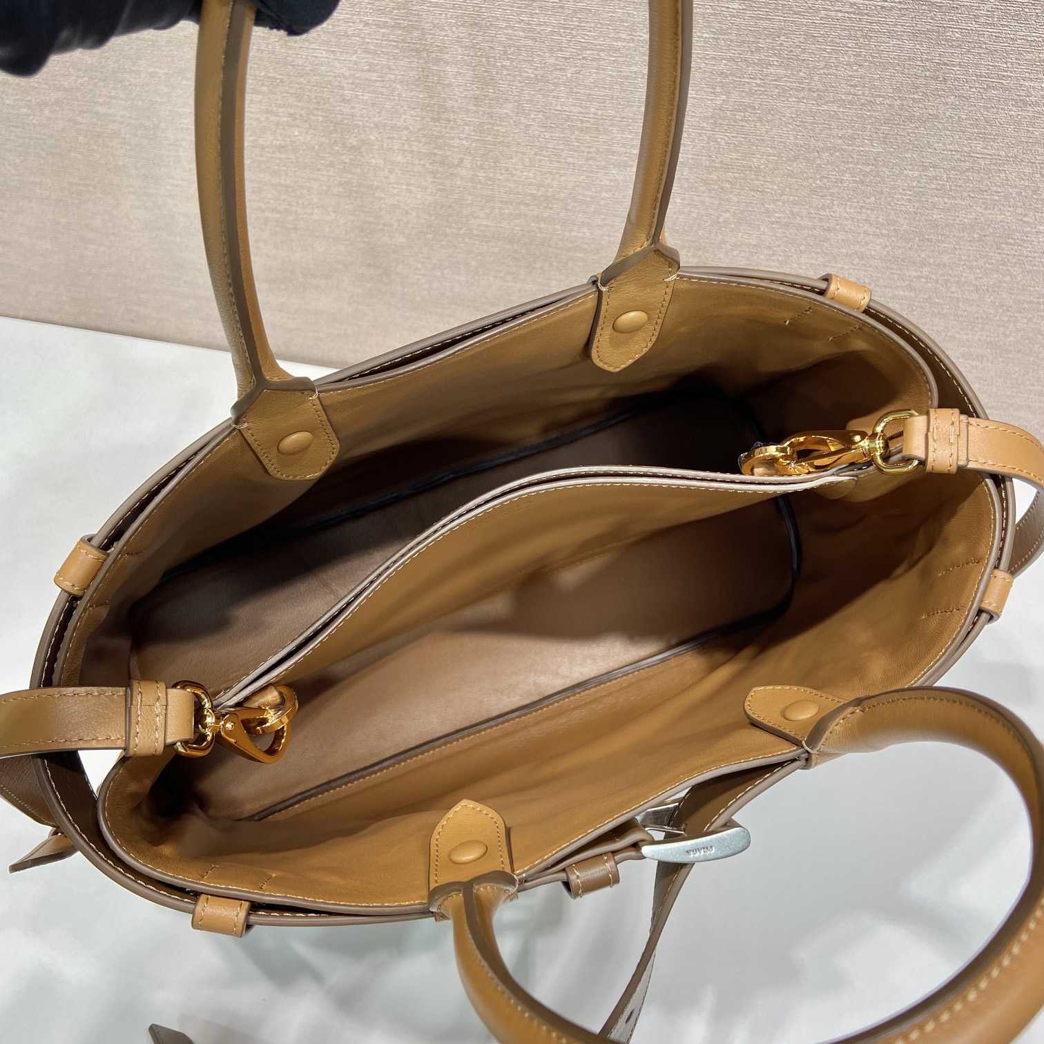 Prada Buckle Large Leather Handbag With Belt - 