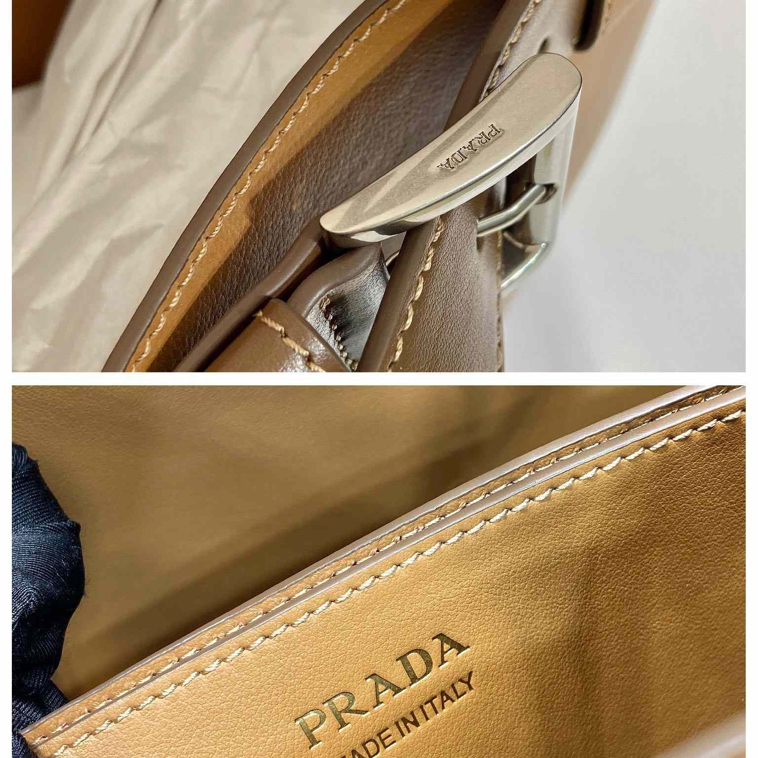 Prada Buckle Large Leather Handbag With Belt - 