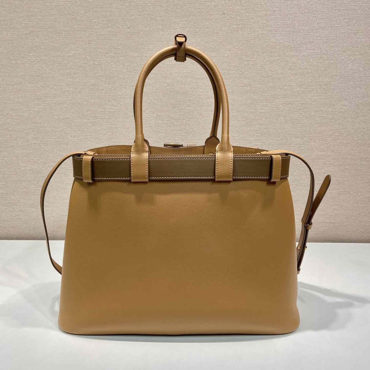 Prada Buckle Large Leather Handbag With Belt - 