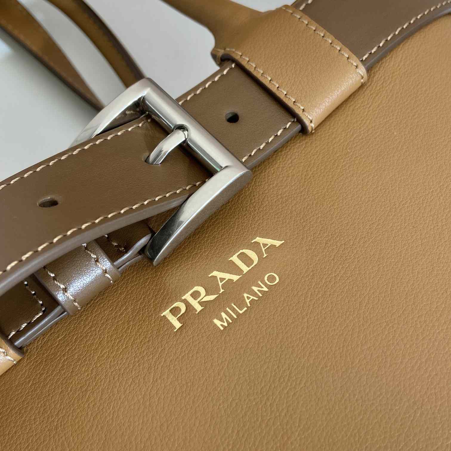 Prada Buckle Large Leather Handbag With Belt - 