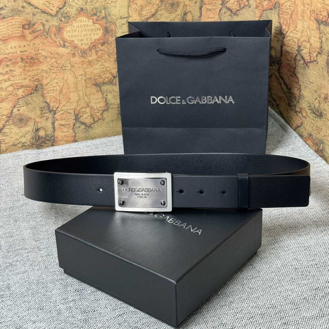Dolce & Gabbana Calfskin Belt With Branded Tag - DesignerGu