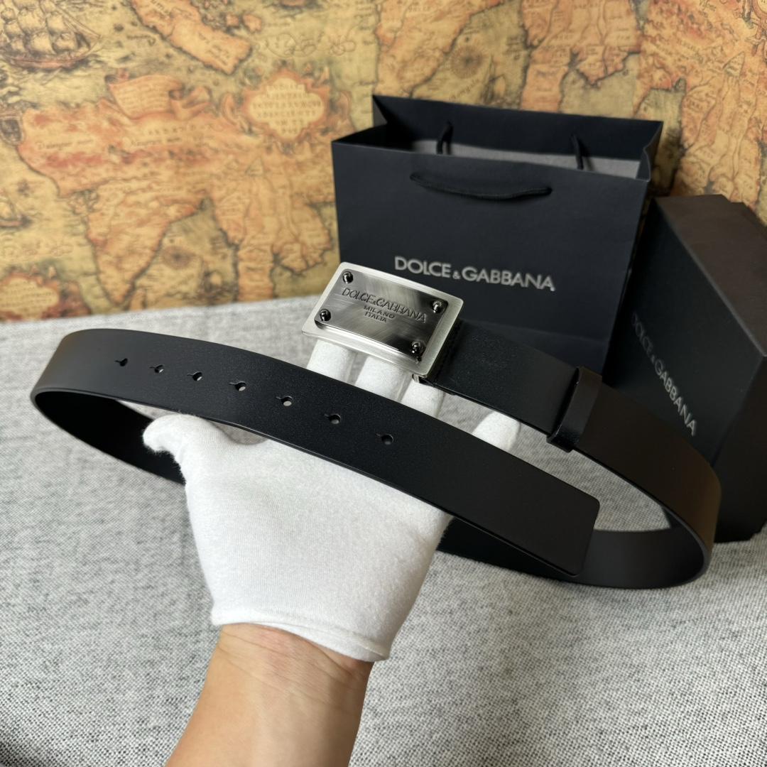 Dolce & Gabbana Calfskin Belt With Branded Tag - DesignerGu