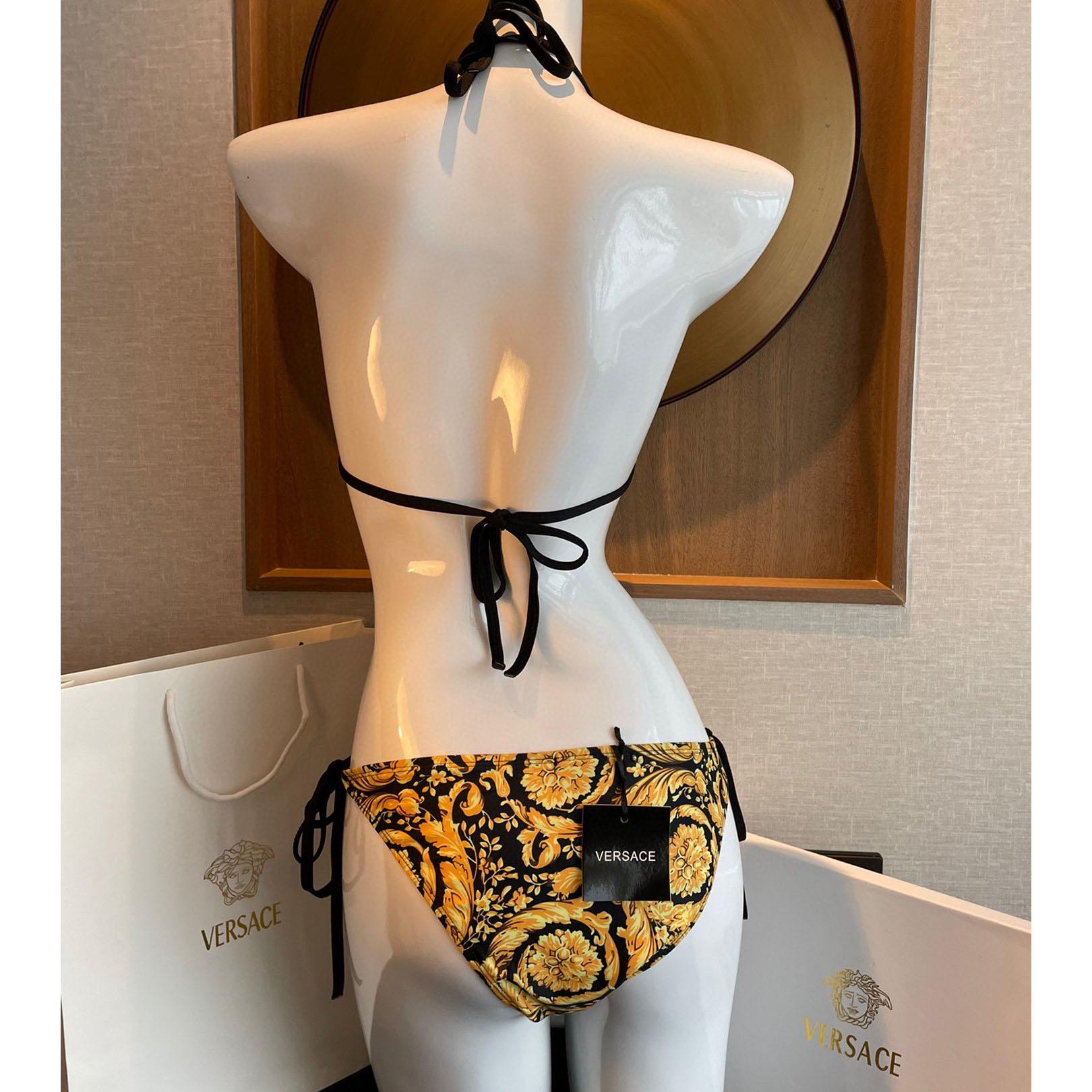 Versace Baroque-print Triangle Bikini  - 