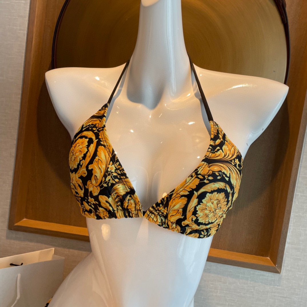 Versace Baroque-print Triangle Bikini  - 