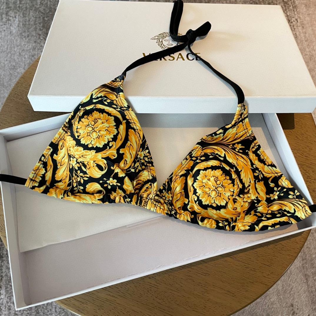 Versace Baroque-print Triangle Bikini  - 