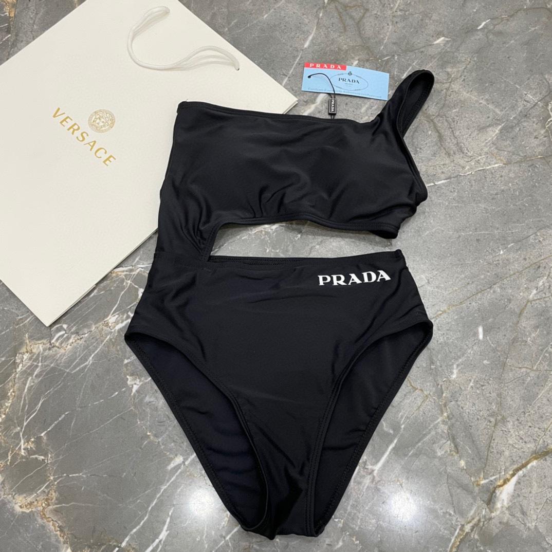 Prada One-shoulder Cut-out Swimsuit - 