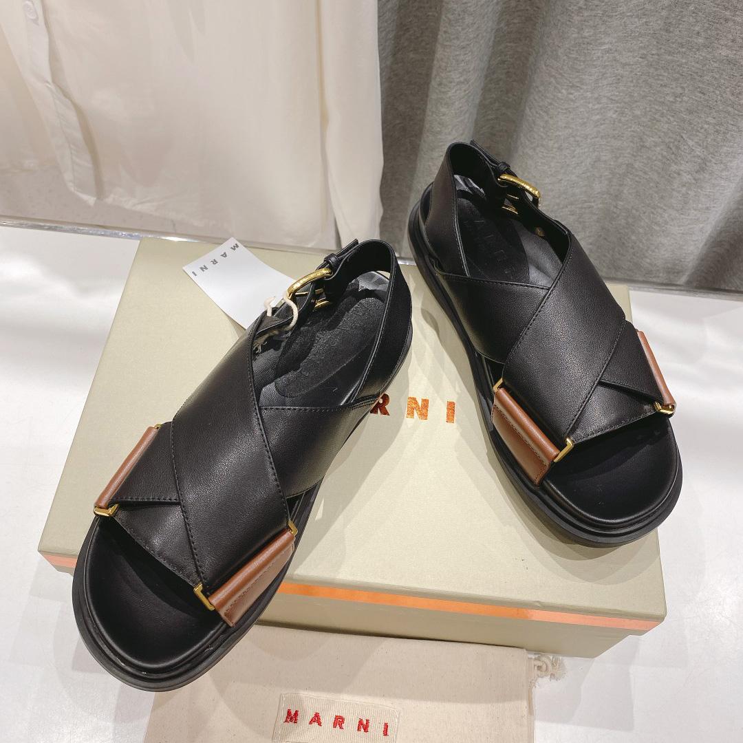 Marni Black And Brown Leather Fussbett - 