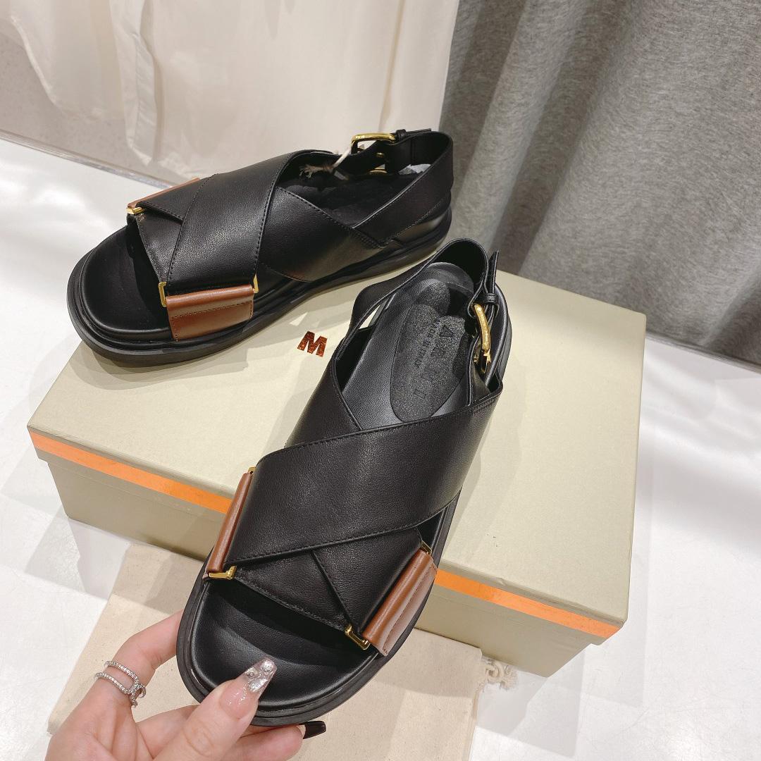 Marni Black And Brown Leather Fussbett - 