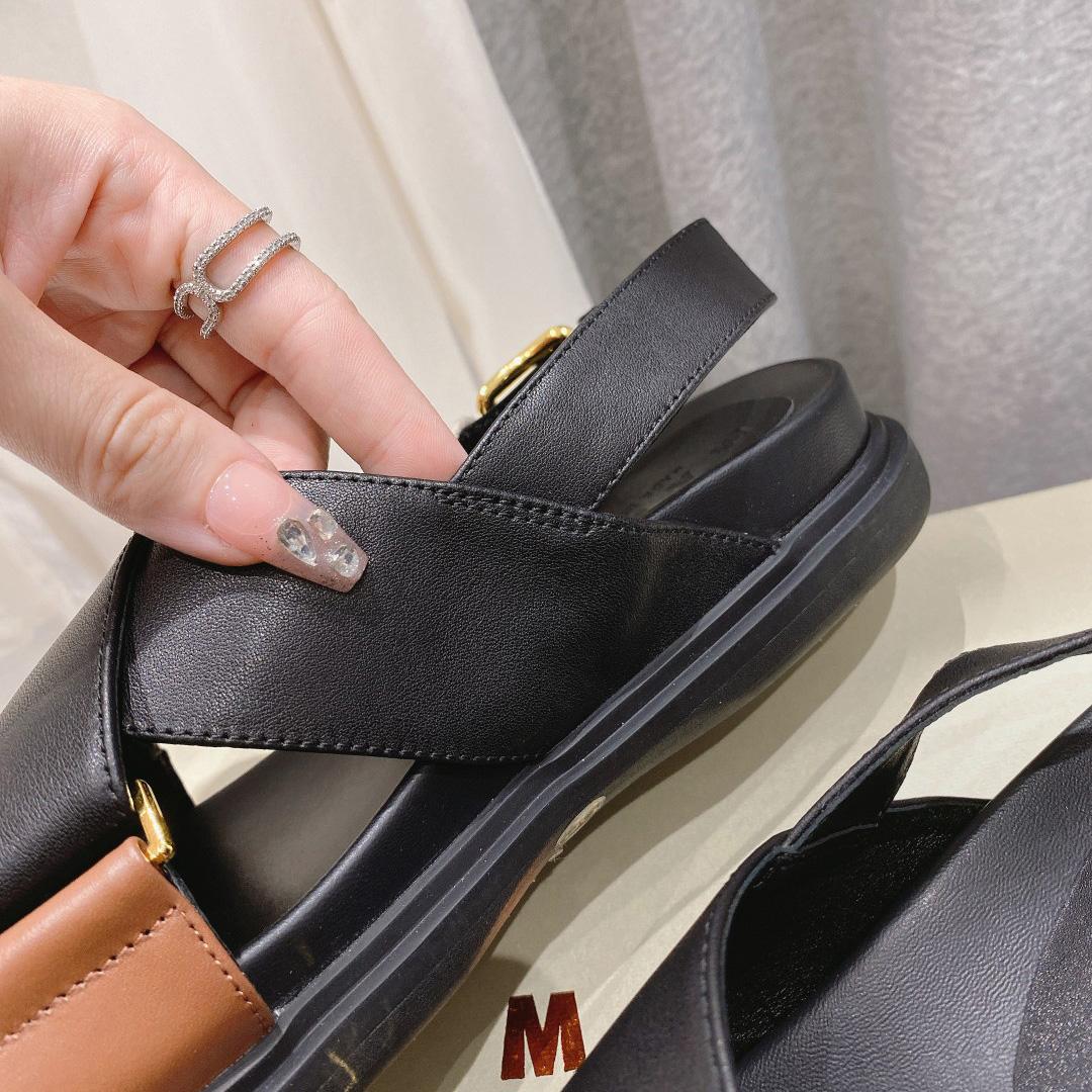 Marni Black And Brown Leather Fussbett - 