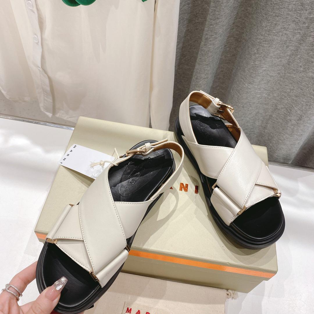 Marni White Leather Fussbett - 