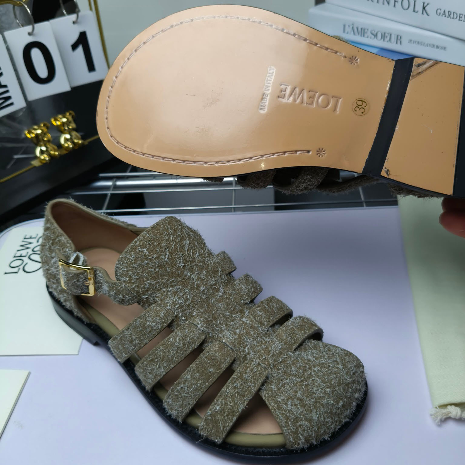Loewe Campo Sandal In Brushed Suede - 