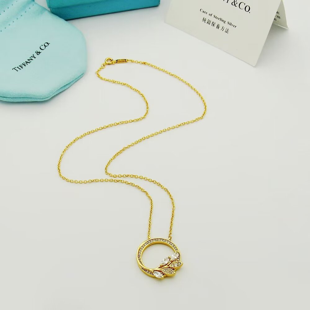Tiffany & Co. Diamond Vine Circle Pendant In Platinum - 