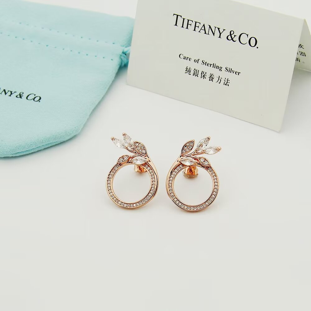 Tiffany & Co. Diamond Vine Circle Earrings In Platinum - 