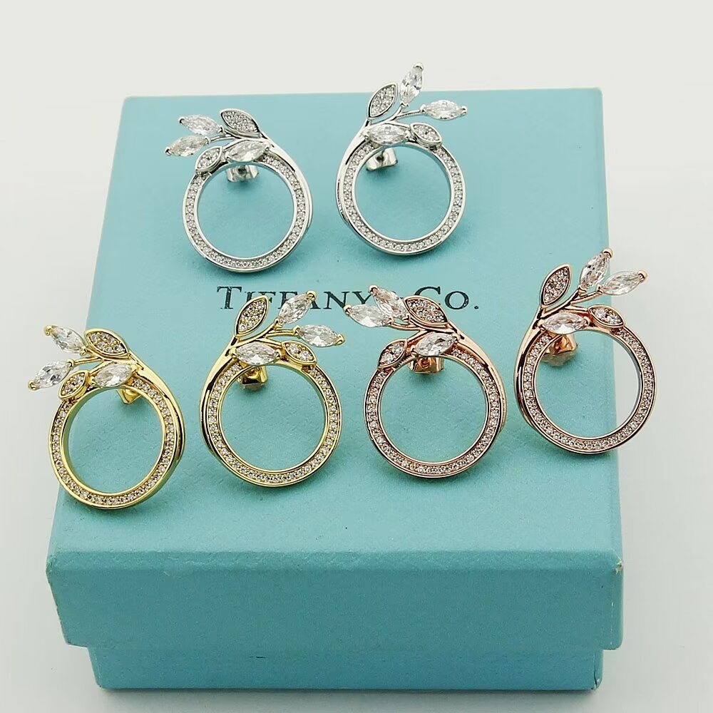 Tiffany & Co. Diamond Vine Circle Earrings In Platinum - 