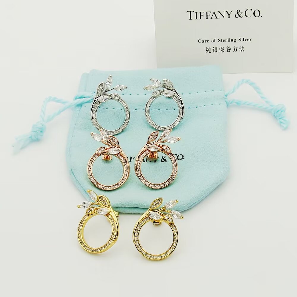 Tiffany & Co. Diamond Vine Circle Earrings In Platinum - 
