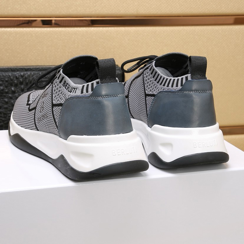 Berluti Shadow Knit And Calf Leather Sneaker - 