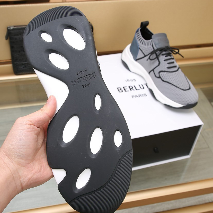 Berluti Shadow Knit And Calf Leather Sneaker - 