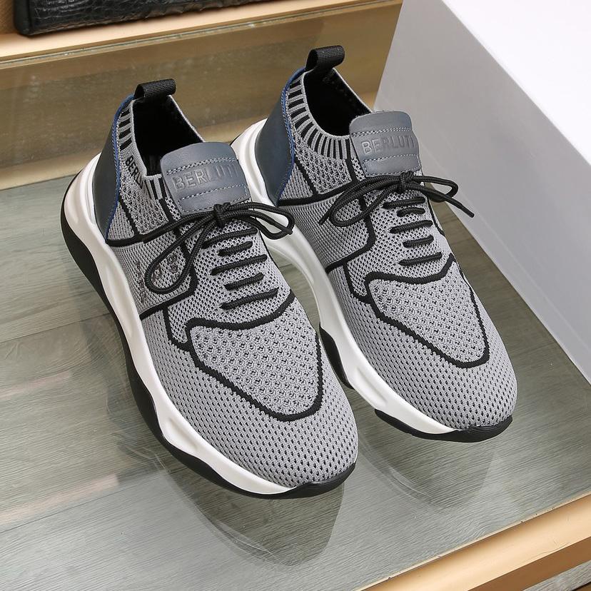 Berluti Shadow Knit And Calf Leather Sneaker - 