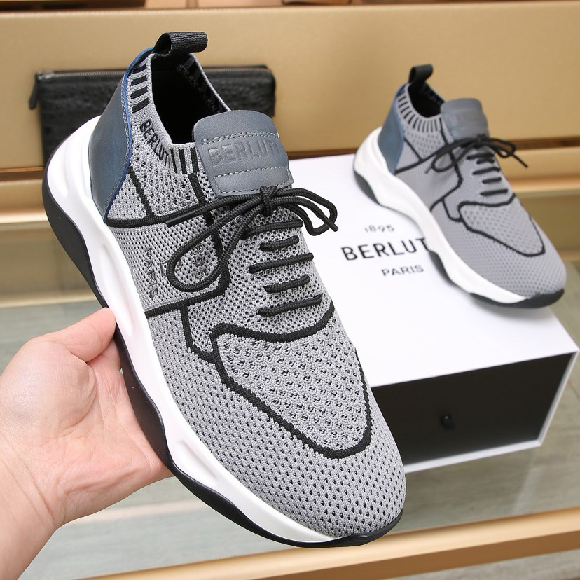 Berluti Shadow Knit And Calf Leather Sneaker - 