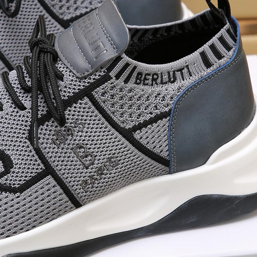 Berluti Shadow Knit And Calf Leather Sneaker - 