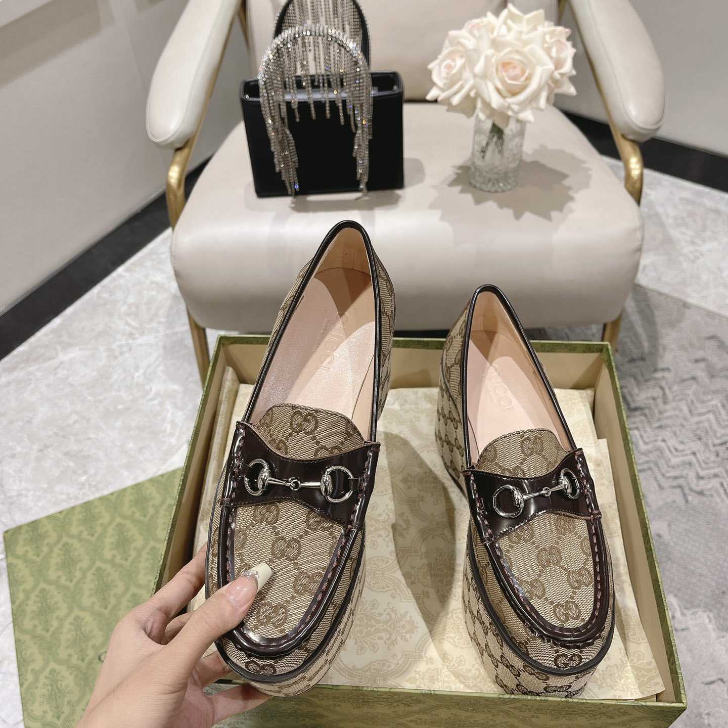 Gucci Women's Horsebit Wedge Loafer - 