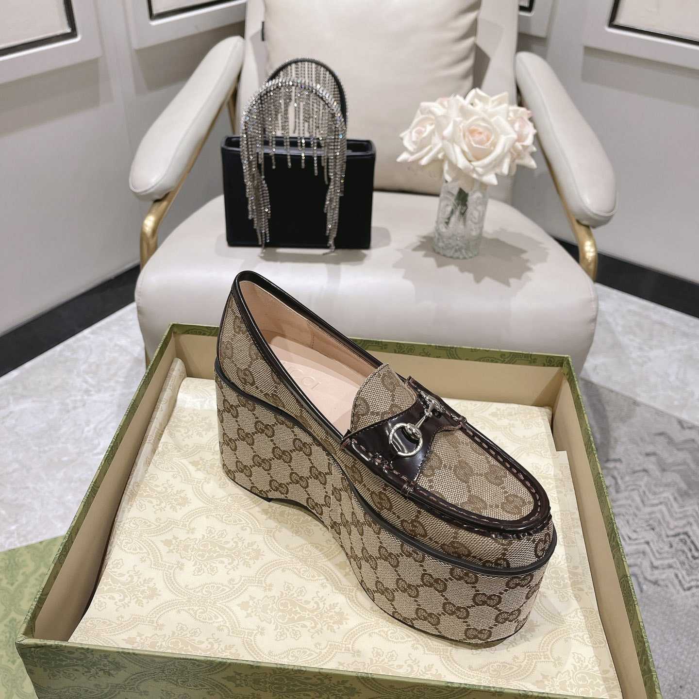 Gucci Women's Horsebit Wedge Loafer - 