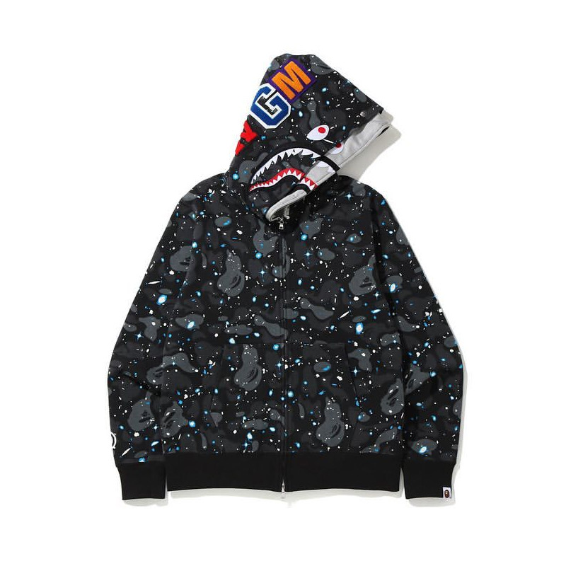 Bape Space Camo Shark Full Zip Double Hoodie - 