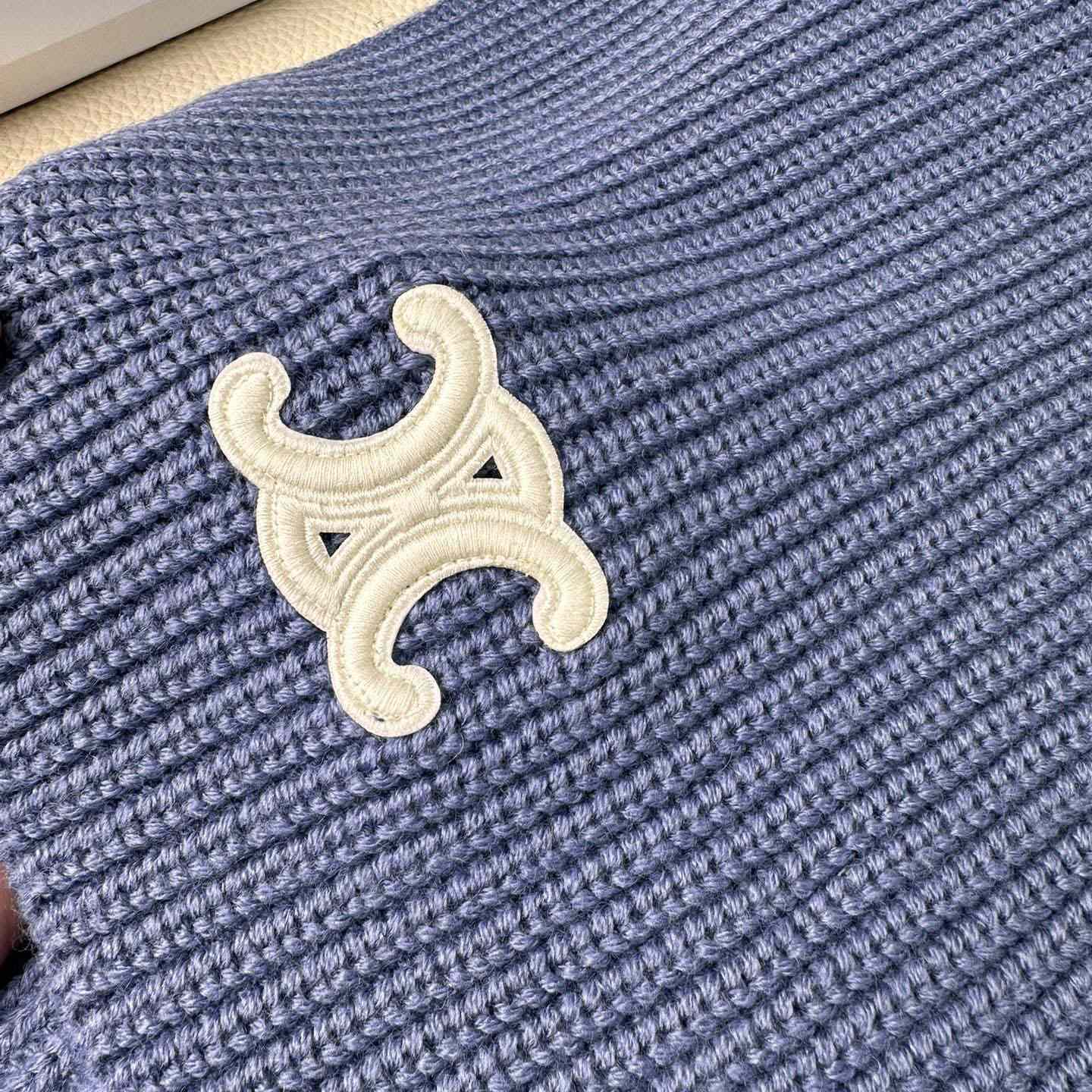 Celine Triomphe Scarf In Ribbed Cashmere Wool - 