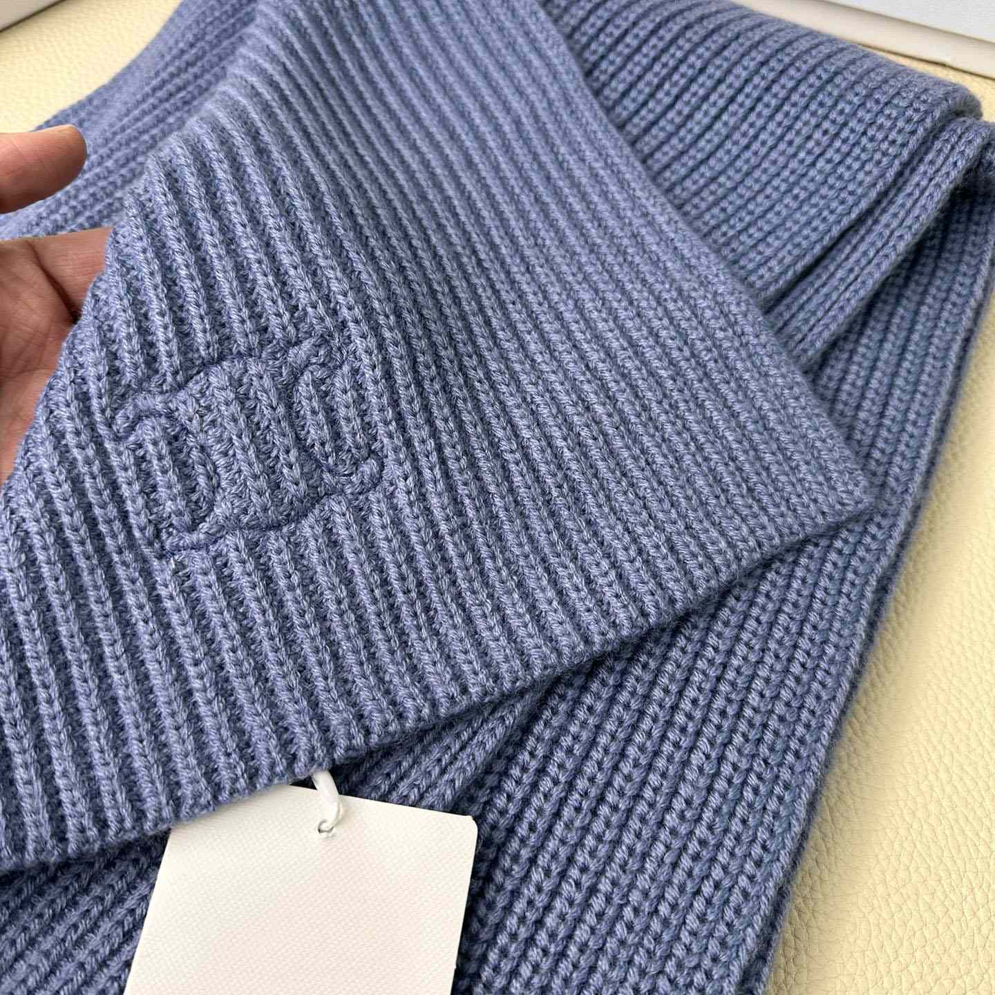 Celine Triomphe Scarf In Ribbed Cashmere Wool - 