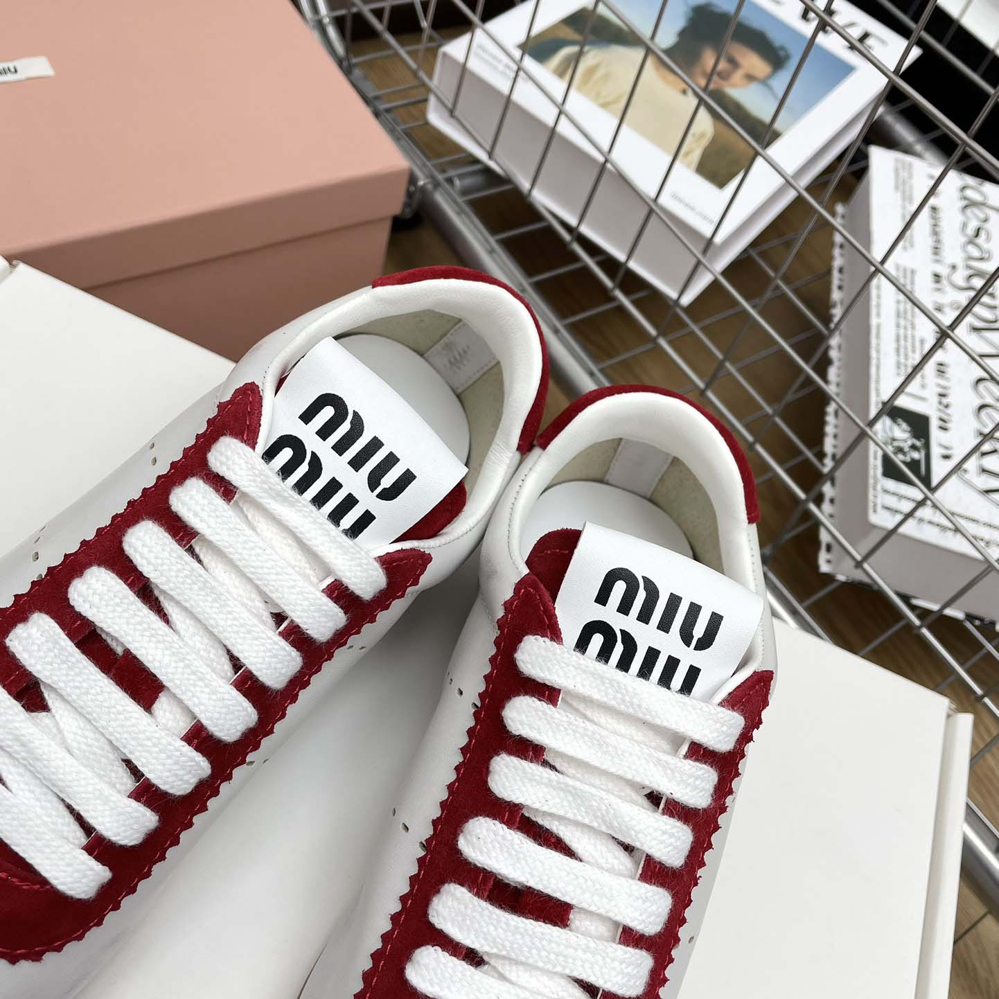 Miu Miu Plume Nappa Leather And Suede Sneakers - 