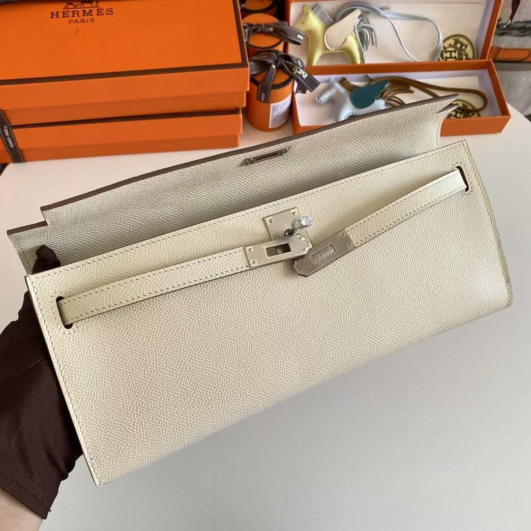 Hermes Women’s Genuine Leather Top Handle Lock Closure Clutch Bag   31cm - 
