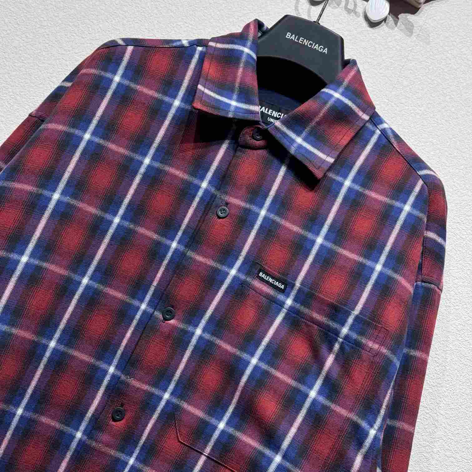 Balenciaga Lined Shirt In Red And Blue - 