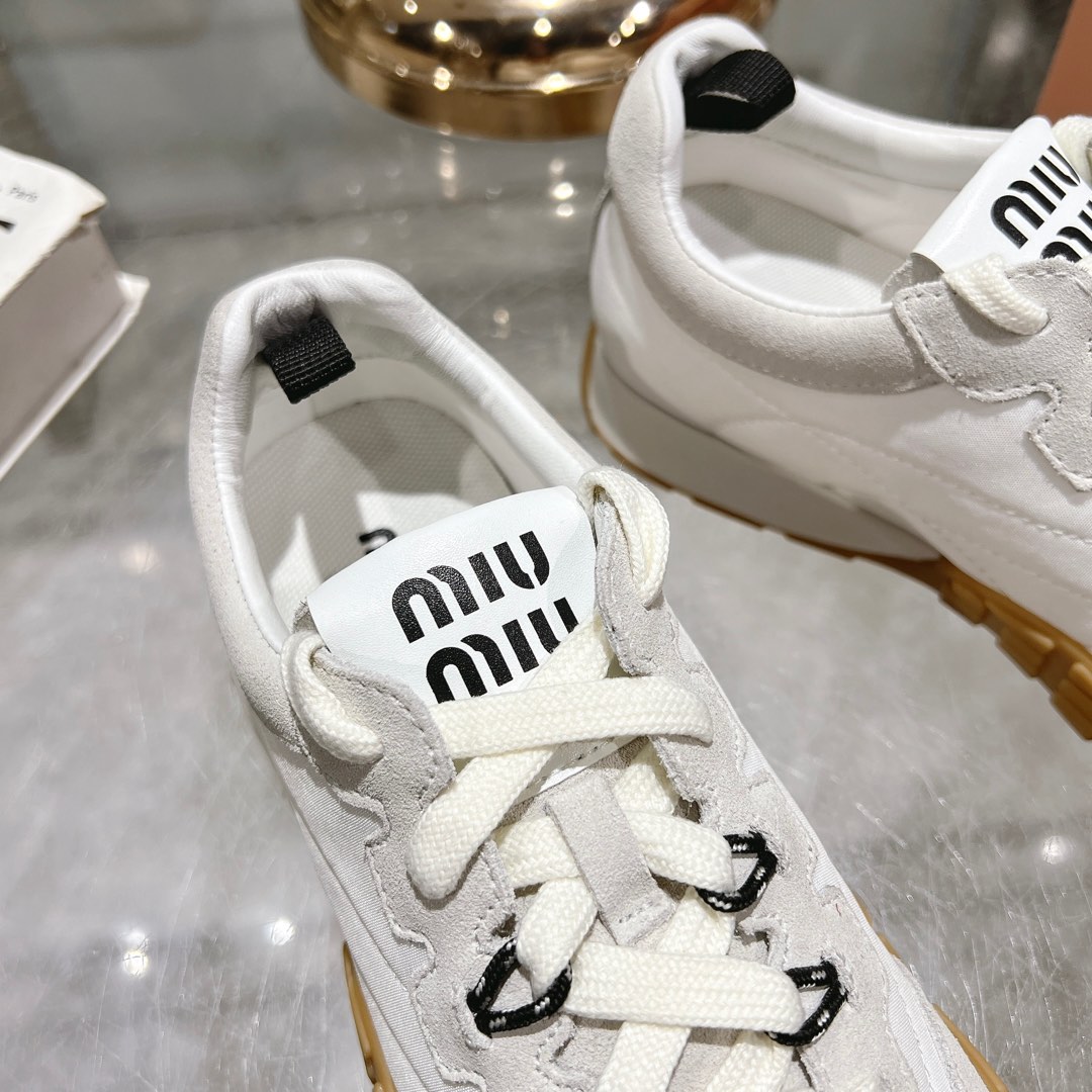 Miu Miu Tyre Technical Fabric And Suede Sneakers - 