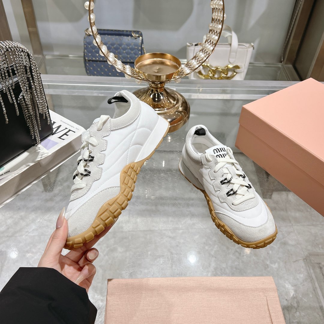 Miu Miu Tyre Technical Fabric And Suede Sneakers - 